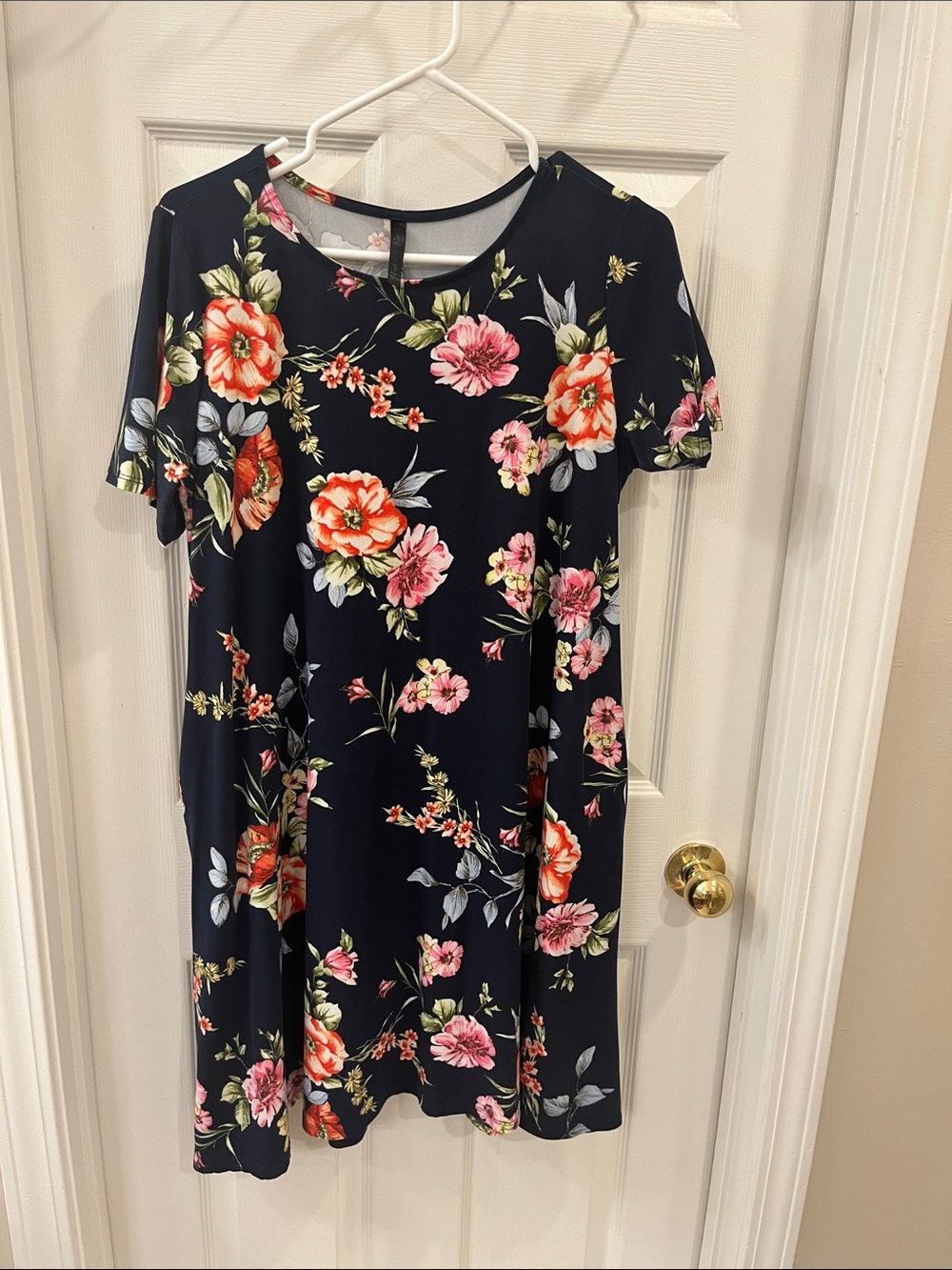 Rags and Couture Navy Floral Short Sleeve Dress